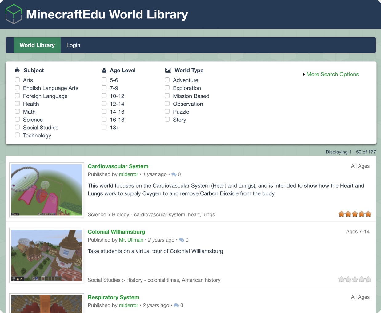 MinecraftEdu World Library Cover Image MinecraftEdu World Library Cover Image